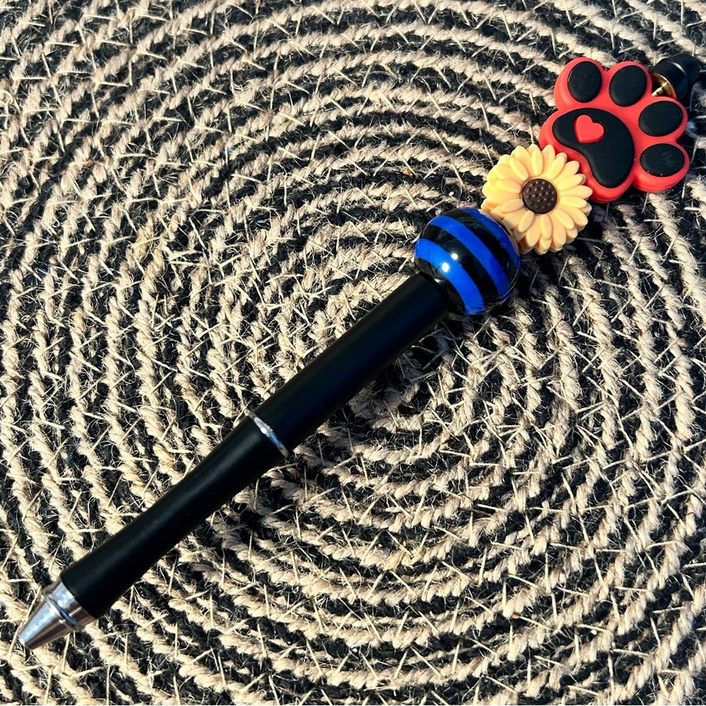 Thin Blue Line Beaded Pen
